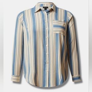 NWT | Torrid Lizzie Washable Crinkle Gauze Button Up Long Sleeve Shirt | Size 1
